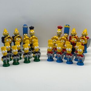 Vintage 90s The Simpsons 3D Chess Set 32 Pieces Complete No Board No Box (18B)